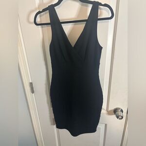 Express VINTAGE Black mini bondage bodycon Dress size xs EUC